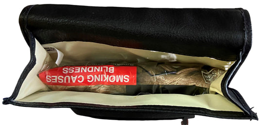 Quality Full Grain Vintage Leather Tobacco Pouch. Colour: Black. Style No: 11032. 50 gram.