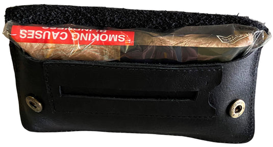Quality Full Grain Cow Hide Leather Tobacco Pouch. Black. Style: 11045. 50 gram.