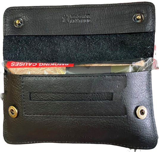 Quality Full Grain Cow Hide Leather Tobacco Pouch. Black. Style: 11045. 50 gram.