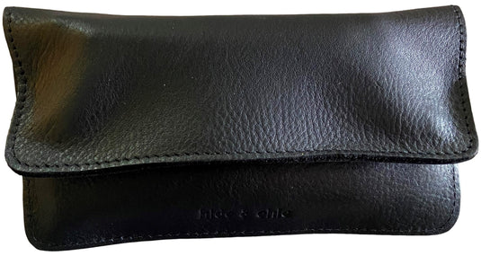 Quality Full Grain Cow Hide Leather Tobacco Pouch. Black. Style: 11045. 50 gram.
