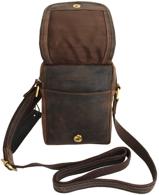 Full Grain Brown Hunter Leather Shoulder/Crossbody Bag. Style No: 51017