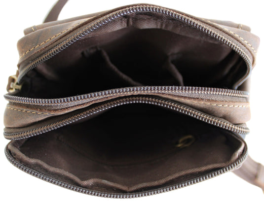 Full Grain Brown Hunter Leather Shoulder/Crossbody Bag. Style No: 51017