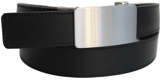 Genuine Leather Ratchet Dress Belt with Automatic Sliding Buckle