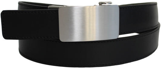 Genuine Leather Ratchet Dress Belt with Automatic Sliding Buckle