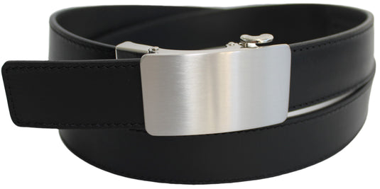 Genuine Leather Ratchet Dress Belt with Automatic Sliding Buckle
