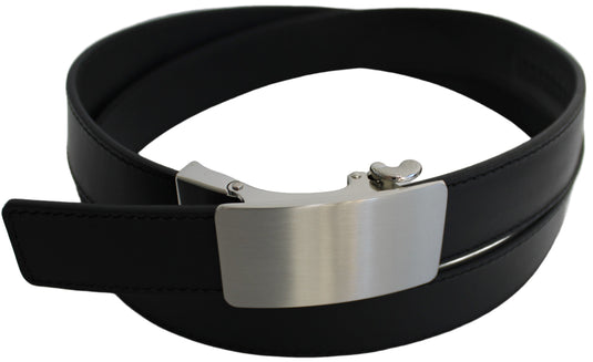 Genuine Leather Ratchet Dress Belt with Automatic Sliding Buckle