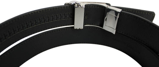 Genuine Leather Ratchet Dress Belt with Automatic Sliding Buckle