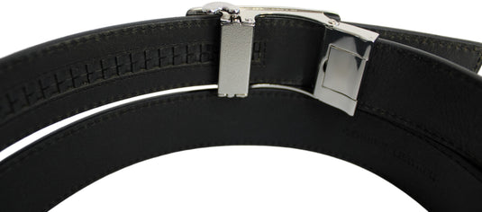 Genuine Leather Ratchet Dress Belt with Automatic Sliding Buckle