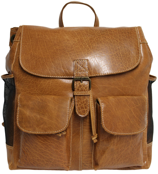Quality Full Grain Leather Back Pack. Colours: Honey, Hunter or Brown. Style No: MR504102.