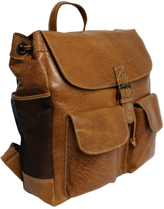 Quality Full Grain Leather Back Pack. Colours: Honey, Hunter or Brown. Style No: MR504102.