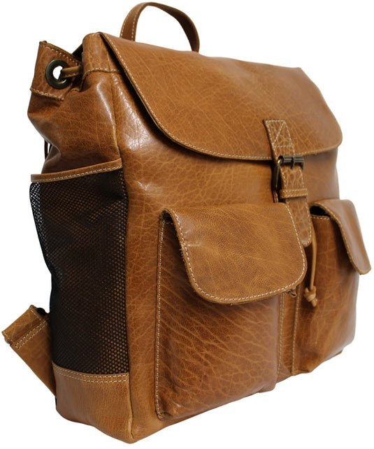 Quality Full Grain Leather Back Pack. Colours: Honey, Hunter or Brown. Style No: MR504102.