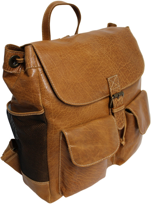 Quality Full Grain Leather Back Pack. Colours: Honey, Hunter or Brown. Style No: MR504102.