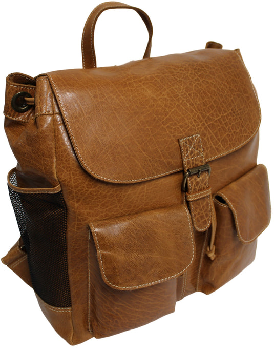 Quality Full Grain Leather Back Pack. Colours: Honey, Hunter or Brown. Style No: MR504102.