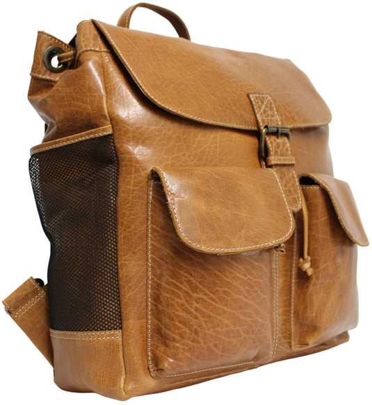 Quality Full Grain Leather Back Pack. Colours: Honey, Hunter or Brown. Style No: MR504102.