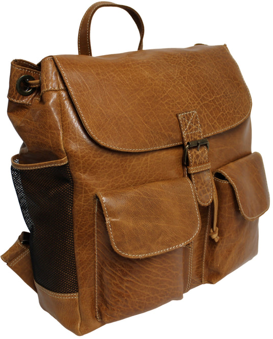 Quality Full Grain Leather Back Pack. Colours: Honey, Hunter or Brown. Style No: MR504102.