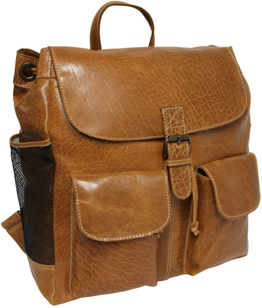 Quality Full Grain Leather Back Pack. Colours: Honey, Hunter or Brown. Style No: MR504102.