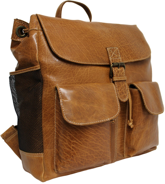 Quality Full Grain Leather Back Pack. Colours: Honey, Hunter or Brown. Style No: MR504102.