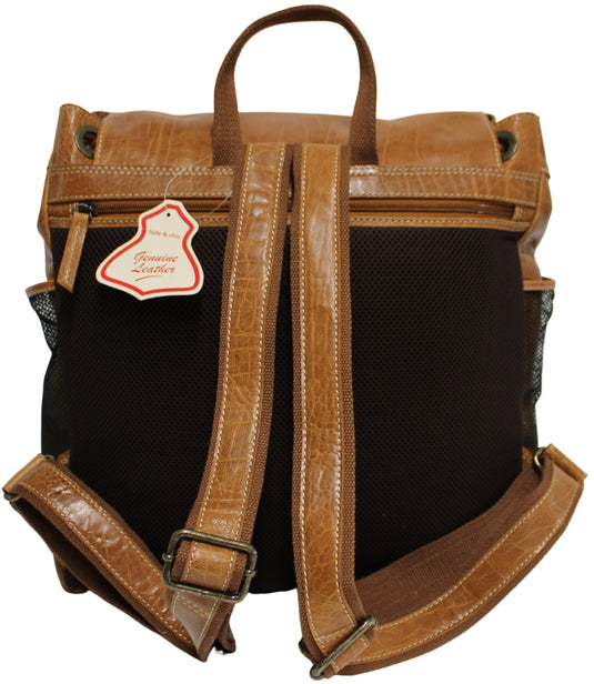 Quality Full Grain Leather Back Pack. Colours: Honey, Hunter or Brown. Style No: MR504102.