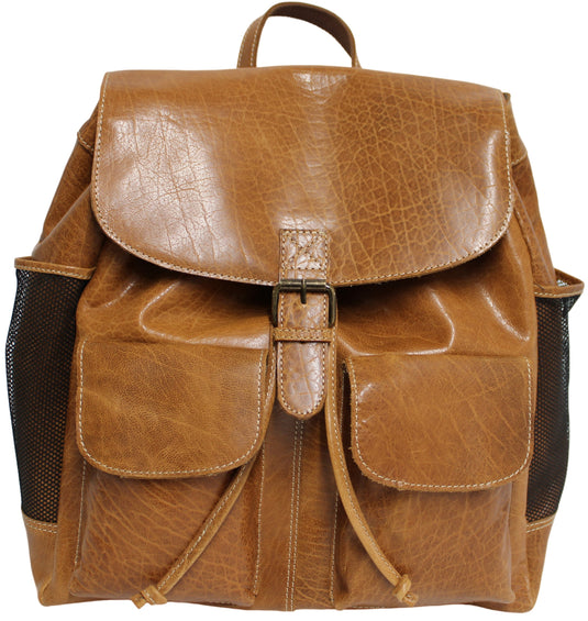 Quality Full Grain Leather Back Pack. Colours: Honey, Hunter or Brown. Style No: MR504102.