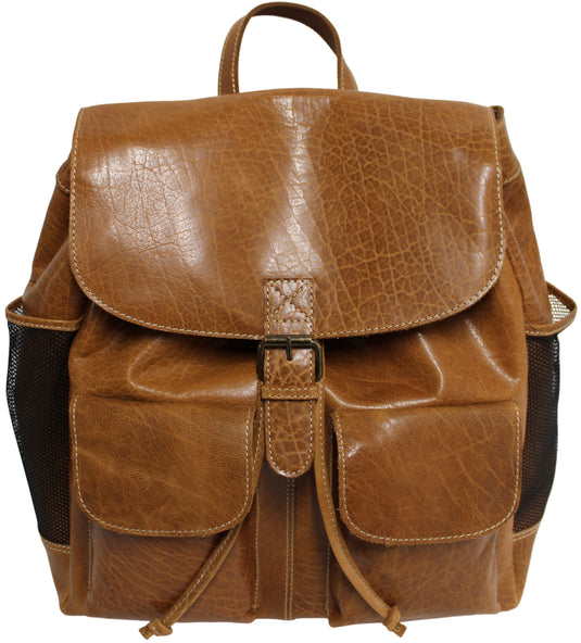 Quality Full Grain Leather Back Pack. Colours: Honey, Hunter or Brown. Style No: MR504102.