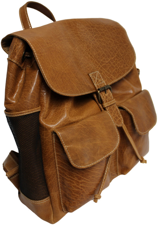 Quality Full Grain Leather Back Pack. Colours: Honey, Hunter or Brown. Style No: MR504102.