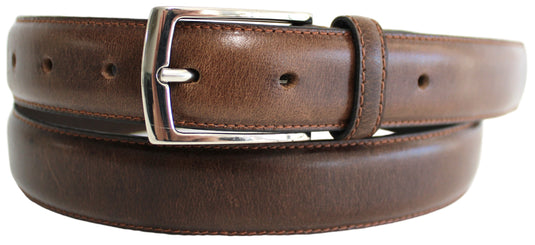 Hide & Chic Full Grain Stitched Leather Belt in Black & Brown. Style number 41009