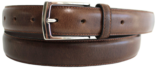 Hide & Chic Full Grain Stitched Leather Belt in Black & Brown. Style number 41009