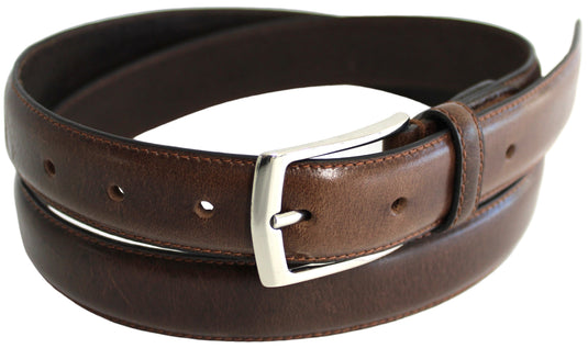 Hide & Chic Full Grain Stitched Leather Belt in Black & Brown. Style number 41009