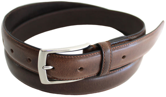 Hide & Chic Full Grain Stitched Leather Belt in Black & Brown. Style number 41009