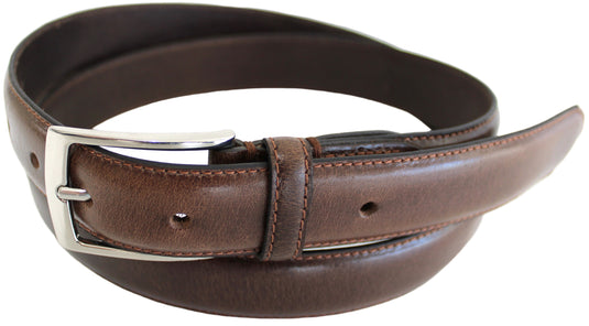 Hide & Chic Full Grain Stitched Leather Belt in Black & Brown. Style number 41009