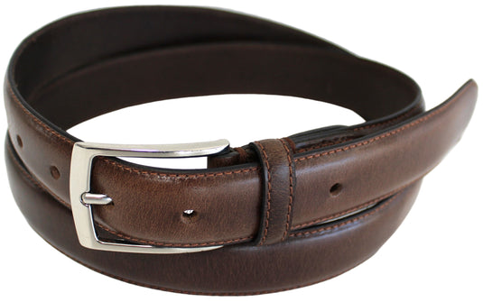 Hide & Chic Full Grain Stitched Leather Belt in Black & Brown. Style number 41009