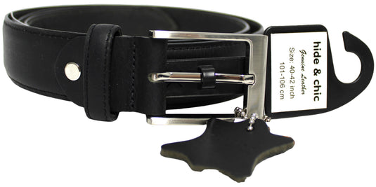 New Genuine Leather Quality Men’s Belt. Matte Finish : Black or Brown. Style No: 41023. hide & chic