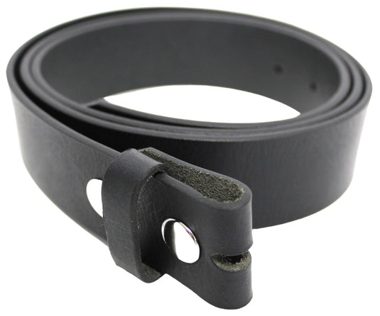 Leather Belt Strap with Press Studs for Pin Buckle. Width: 38mm. Black or Brown.