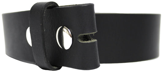 Leather Belt Strap with Press Studs for Pin Buckle. Width: 38mm. Black or Brown.