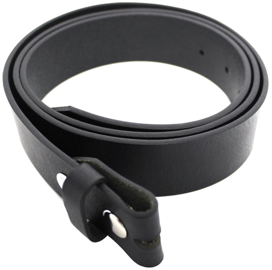 Leather Belt Strap with Press Studs for Pin Buckle. Width: 38mm. Black or Brown.