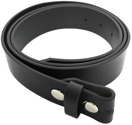 Leather Belt Strap with Press Studs for Pin Buckle. Width: 38mm. Black or Brown.
