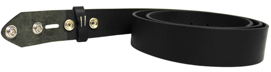 Leather Belt Strap with Press Studs for Pin Buckle. Width: 38mm. Black or Brown.