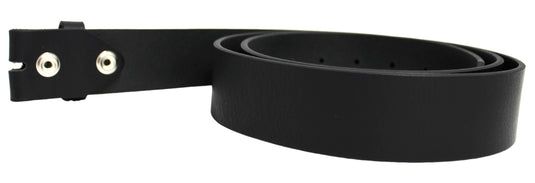 Leather Belt Strap with Press Studs for Pin Buckle. Width: 38mm. Black or Brown.