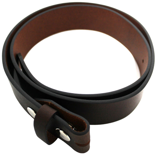 Leather Belt Strap with Press Studs for Pin Buckle. Width: 38mm. Black or Brown.