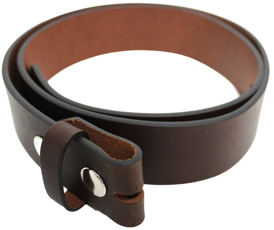 Leather Belt Strap with Press Studs for Pin Buckle. Width: 38mm. Black or Brown.