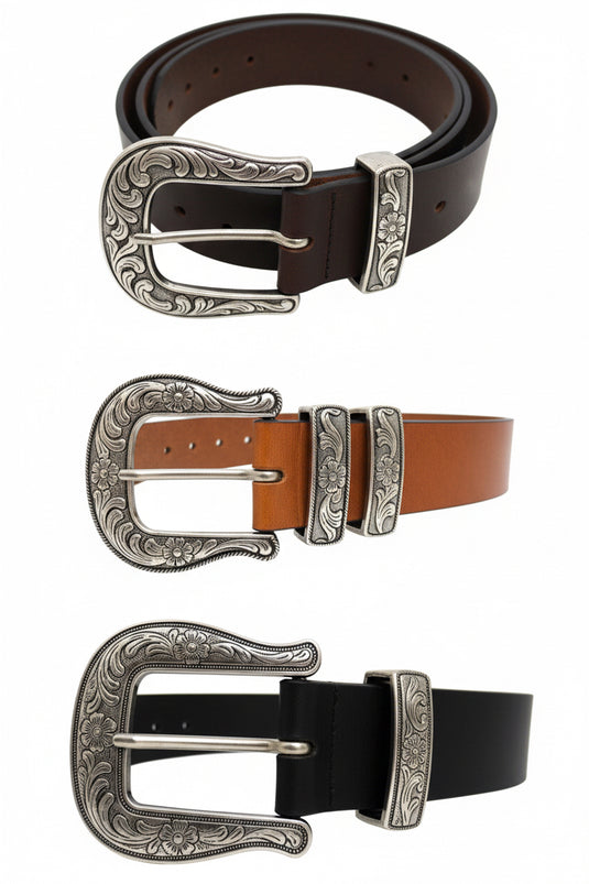 Leather Belt Strap with Press Studs for Pin Buckle. Width: 38mm. Black or Brown.