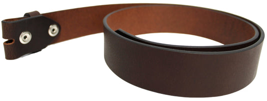 Leather Belt Strap with Press Studs for Pin Buckle. Width: 38mm. Black or Brown.