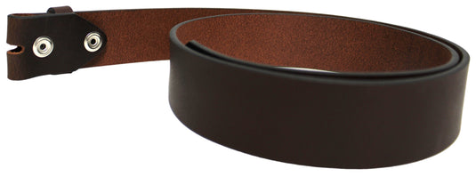 Leather Belt Strap with Press Studs for Pin Buckle. Width: 38mm. Black or Brown.