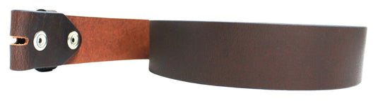 Leather Belt Strap with Press Studs for Pin Buckle. Width: 38mm. Black or Brown.