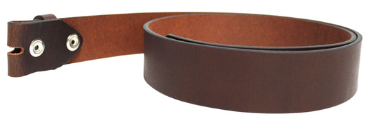Leather Belt Strap with Press Studs for Pin Buckle. Width: 38mm. Black or Brown.