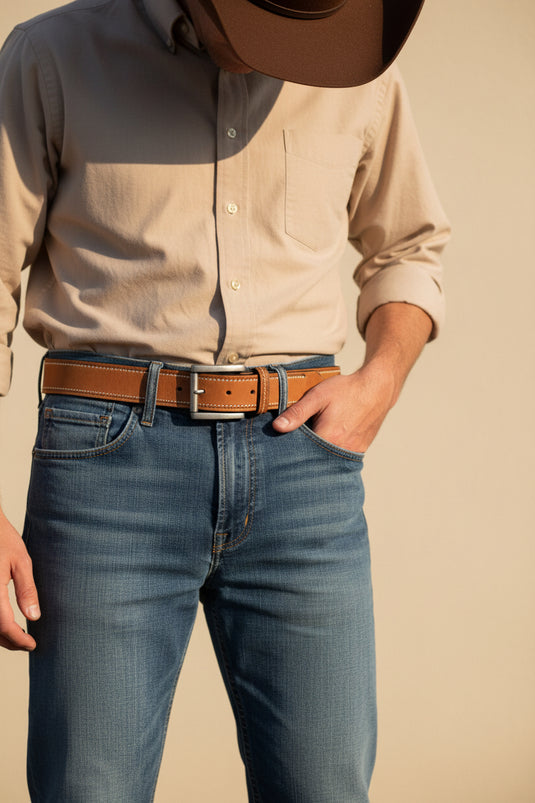 Hide & Chic Full Grain Leather Classic Jeans Belt. Style No: 43005