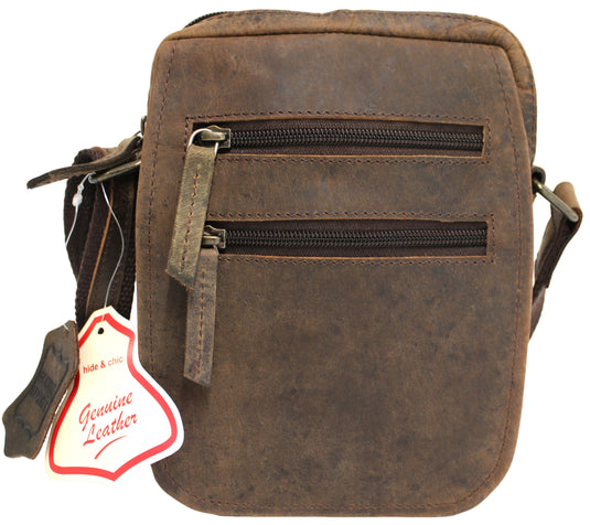 Full Grain Brown Hunter Leather Shoulder/Crossbody Bag. Style No: 51017