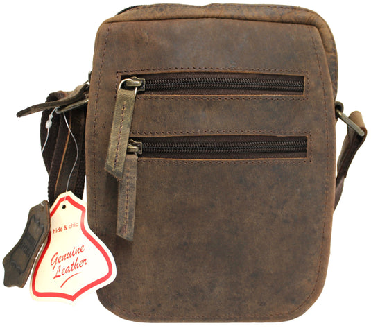 Full Grain Brown Hunter Leather Shoulder/Crossbody Bag. Style No: 51017