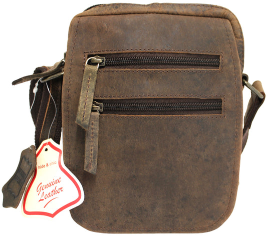 Full Grain Brown Hunter Leather Shoulder/Crossbody Bag. Style No: 51017
