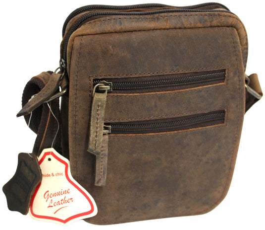 Full Grain Brown Hunter Leather Shoulder/Crossbody Bag. Style No: 51017